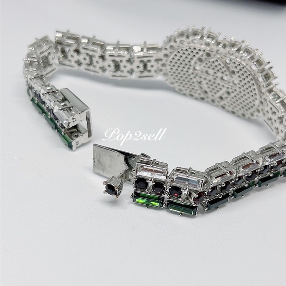 NEW Gucci Web GG Red Green Crystal Bracelet Size M - Picture 13 of 14